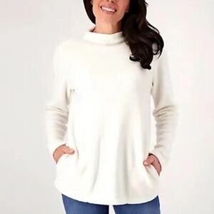 Denim & Co. Comfort Zone Baby Sherpa Funnel Neck Pullover